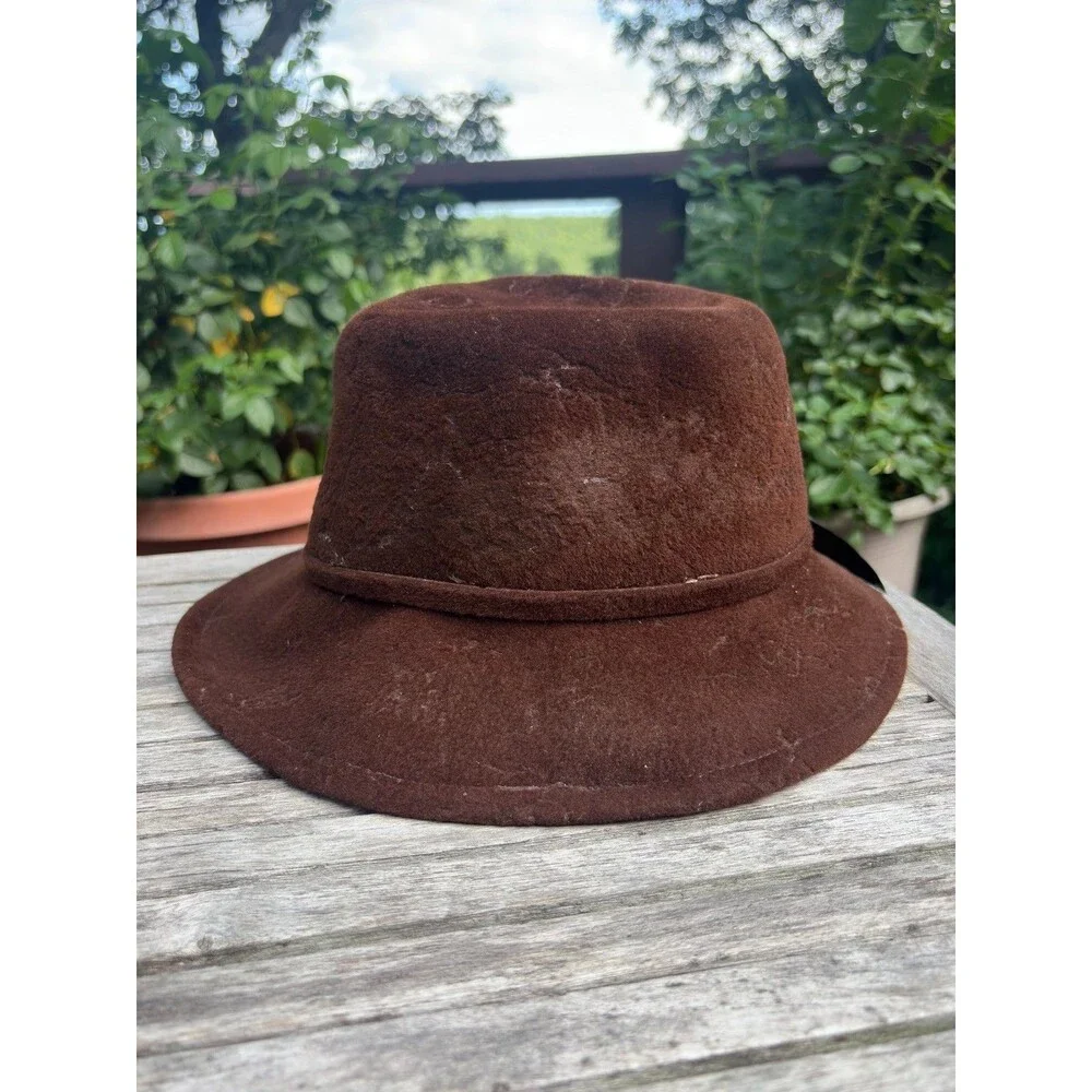 70s Vintage Brown Wool Felt Fedora with Feather *Damaged, Project Hat, Costume*